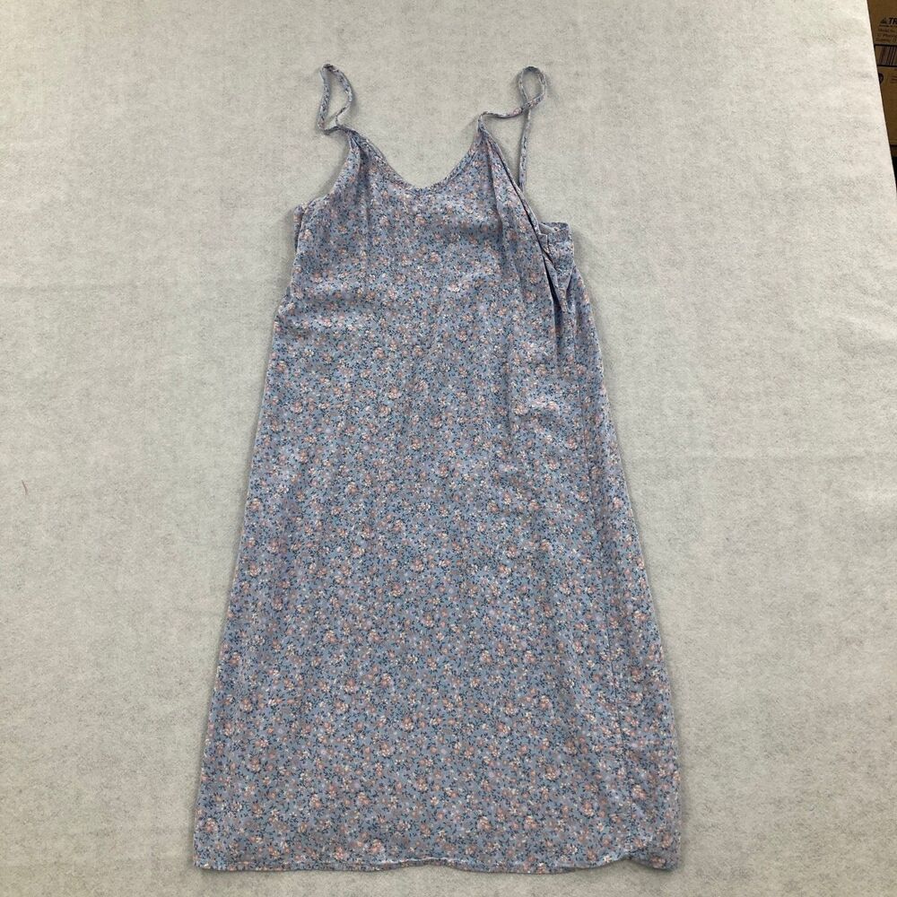 Wallflower Women's XL Blue Floral Rayon Mini Slip Dress Spaghetti Strap Summer